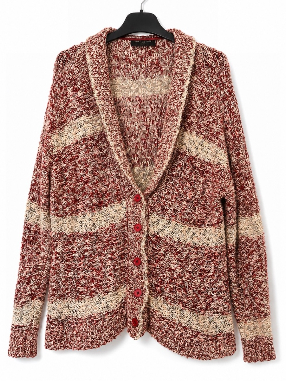 Lane Bryant Marled Red and Cream Shawl-Collar Cardigan